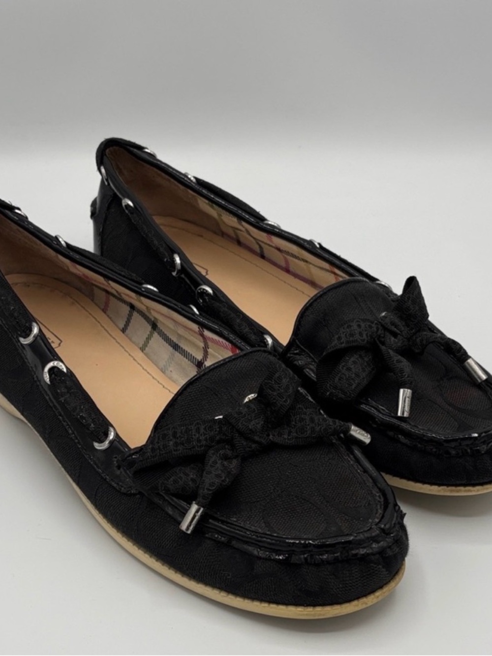 Coach black bow flats size 9b